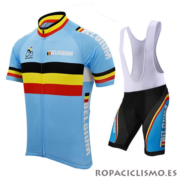 2021 Maillot Belgica Tirantes Mangas Cortas Azur